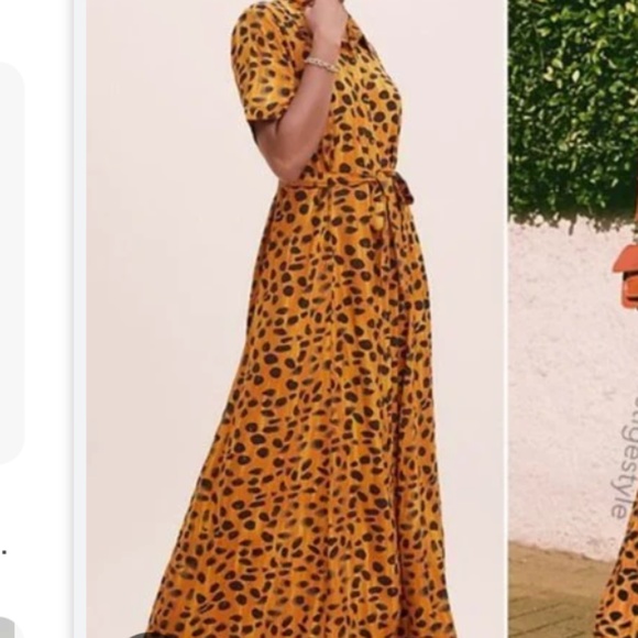 Vianne Maxi Shirtdress Cheetah Leopard Animal Cat Print Art Cottage Maxi Dress - Picture 7 of 9